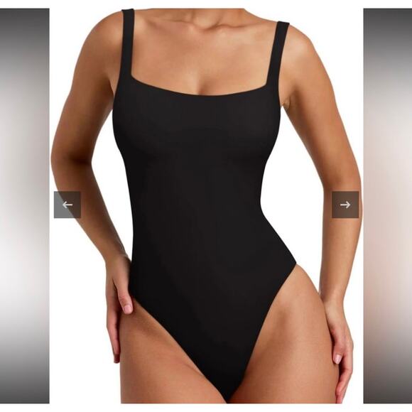 Reoria black square neck bodysuit Sz Medium NWOT - Picture 1 of 1